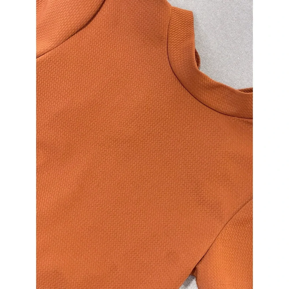 Orange Tie Front Crop Top Cut Out Short Sleeve‎ American Eagle Medium